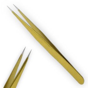Pinza Dorada de Presición Recta Profesional