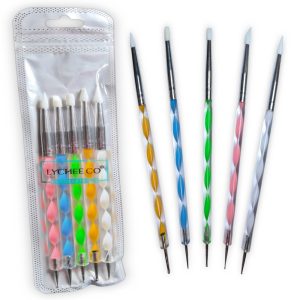 Set de 5 pinceles con puntero para diseños de uñas