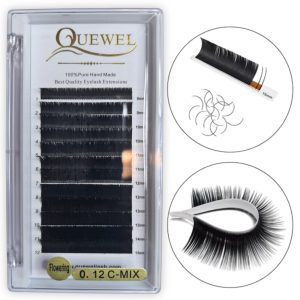 Extensiones de pestañas, Fibras tecnológicas Flowering, grosor 0.12 curva C, longitud Mix (8-15mm) Quewel