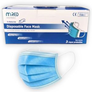 Caja de Mascarillas Desechables Faciales Marca Mred 50pcs Celeste