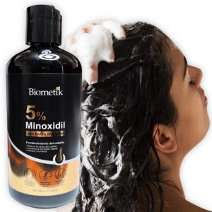 Shampoo con minoxidil al 5% y biotina Biometik 300 ml, Fotalece el follículo capilar