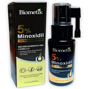 Serum Capilar con minoxidil al 5% y biotina Biometik 30 ml, para recuperar los folículos capilares, Fotalece el follículo capilar