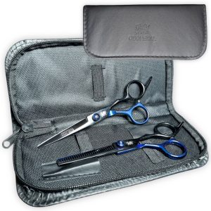 Set de 2 Tijeras Filo Navaja 6'' + Esculpidora 6'' Obopekal  Negro/Azul