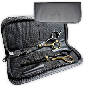 Set de 2 Tijeras Filo Navaja 6'' + Esculpidora 6'' Obopekal Negro/Dorado