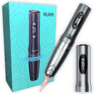 Máquina de Micropigmentación y Tatuajes Bronc Aura, Inalámbrica, con stroke ajustable (2.6 - 4.0 mm), Gris