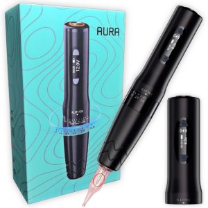 Máquina de Micropigmentación y Tatuajes Bronc Aura, Inalámbrica, con stroke ajustable (2.6 - 4.0 mm), Negro