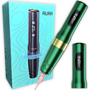 Máquina de Micropigmentación y Tatuajes Bronc Aura, Inalámbrica, con stroke ajustable (2.6 - 4.0 mm), Verde