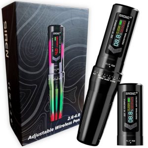 Máquina de Micropigmentación y Tatuajes Bronc Siren, inalámbrica, con stroke ajustable (2.6 - 4.0 mm), Negro