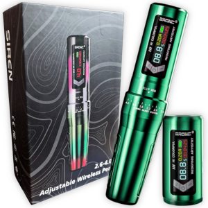 Máquina de Micropigmentación y Tatuajes Bronc Siren, inalámbrica, con stroke ajustable (2.6 - 4.0 mm), Verde