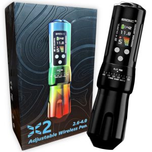 Máquina de Tatuajes Bronc X2, Inalámbrica, con stroke ajustable (2.6 - 4 mm) Negro