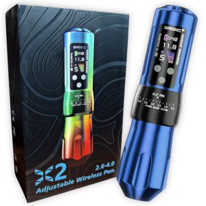 Máquina de Tatuajes Bronc X2, Inalámbrica, con stroke ajustable (2.6 - 4 mm) Azul