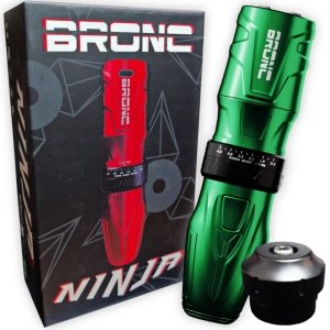 Máquina de Tatuajes Bronc Ninja, inalámbrica, con stroke ajustable (2.5 - 4.3 mm), Verde