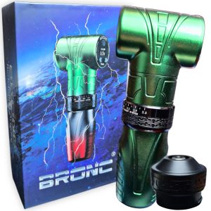 Máquina profesional de Tatuajes Bronc Tough, inalámbrica, con stroke ajustable Verde