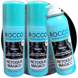 Kit 3 spray cubre canas corrector de raíces instantaneo Rocco Magic Retouch Negro 75ml.