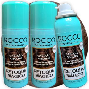 Kit 3 spray cubre canas corrector de raíces instantaneo Rocco Magic Retouch Castaño Oscuro 75ml.