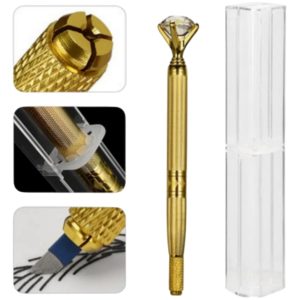 Tebori o Dermografo manual con forma de diamante, de acero inoxidable, Dorado