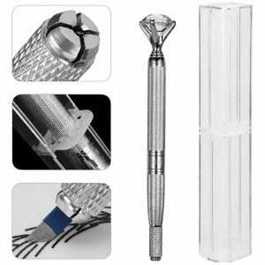 Tebori o Dermografo manual con forma de diamante, de acero inoxidable, Plateado