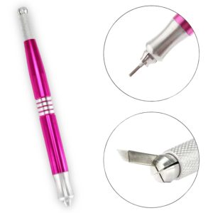 Tebori o Dermografo Manual con doble Cabezal en acero inoxidable, Rosa