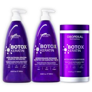 Kit 6 Botox Keratin Obopekal con Shampoo de 1000 ml + Acondicionador de 1000ml  + Baño Capilar de 1000 ml