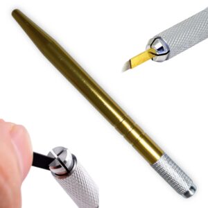 Tebori o Dermografo Manual de 1 cabezal, acero inoxidable, Dorado