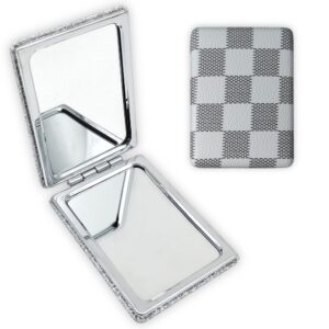 Espejo rectangular eco cuero con lupa 10,5x6,2cm