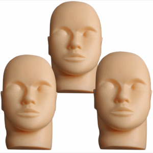 3 cabezas maniquies de goma, para prácticas de extensiones de pestañas y maquillaje