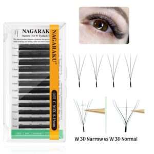 Extensiones de pestañas, Fibras tecnológicas W 3D Narrow, 0,07D Mix (8-15mm de largo), Nagaraku