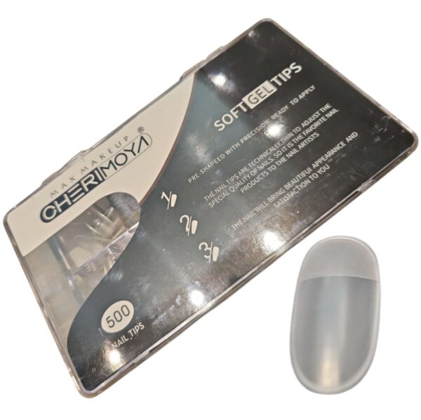 Uñas Soft Gel Cherimoya, 500 Tips, Modelo Oval