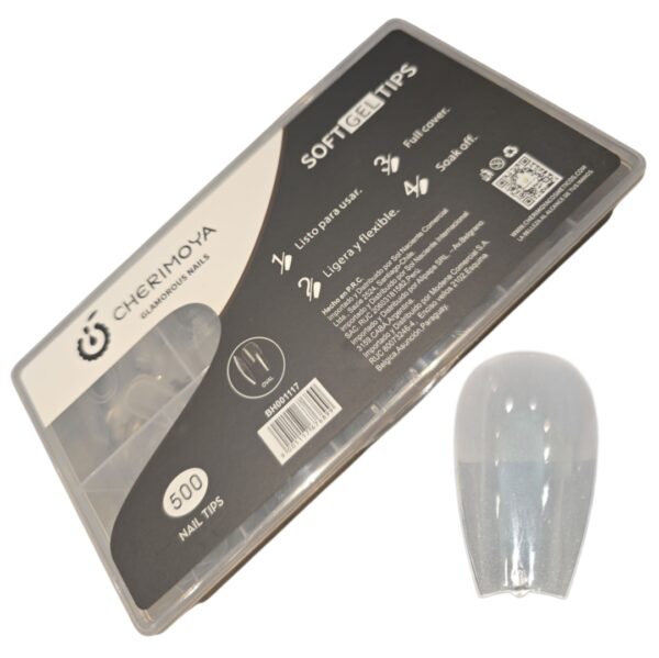 Uñas Soft Gel Cherimoya, 500 Tips, Modelo Square