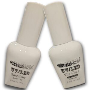 Base Coat + Top Coat para esmaltado de uñas permanetes, Cherimoya, 15 ml c/u