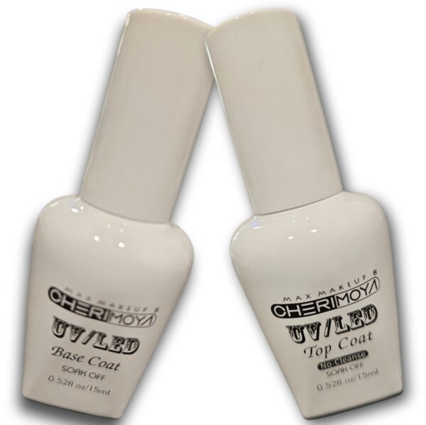 Base Coat + Top Coat para esmaltado de uñas permanetes, Cherimoya, 15 ml c/u