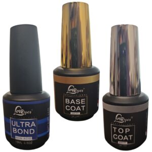 Base Coat + Top Coat + ultrabonder, para esmaltado de uñas permanetes, Loveyes, 15 ml c/u