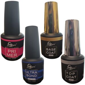 Base Coat + Top Coat + ultrabonder + primer, para esmaltado de uñas permanetes, Loveyes, 15 ml c/u