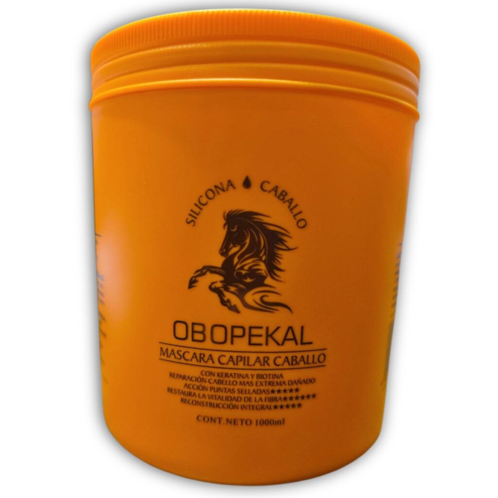 Baño de Crema o mascara capilar con keratina y biotina, sella y restaura las puntas dañadas, aceite Caballo, 1000 ml