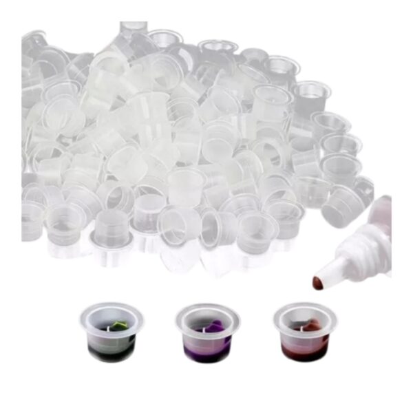 Cups o recipientes de Tinta para Tatuaje o Micropigmentación, Pequeños, 9 mm, 100 Unid - Imagen 2