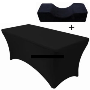 Forro o funda para camilla con elástico (Expandible) + Almohada para clientes de servicios Faciales