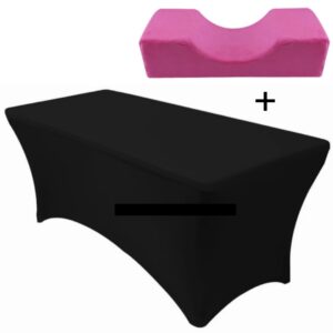 Forro o funda para camilla con elástico (Expandible) + Almohada para clientes de servicios Faciales