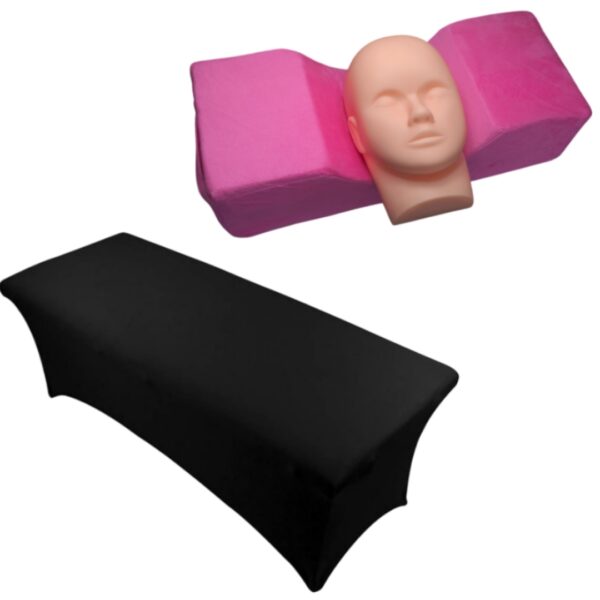 Forro o funda para camilla con elástico (Expandible) + Almohada para clientes de servicios Faciales - Imagen 2
