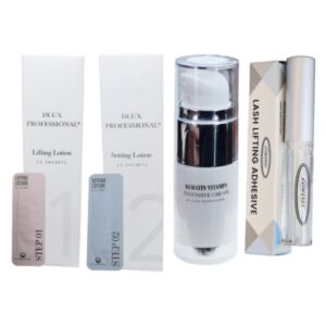 Kit Lifting Dlux Basic 1: Paso 1 (Permanente 15 sachets) + Paso 2 (Neutralizante 15 sachets) + Botox (20 ml) + Pega Lomansa 5 ml