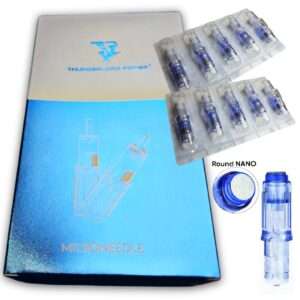 Pack de 10 Agujas MICRONEEDLE para dermografos P90, P90 Pro,  U1, P30, TP006, TP010, K6003... de Biomaser - Thunderlord, Nano Round (para microneedle), de alta precisión