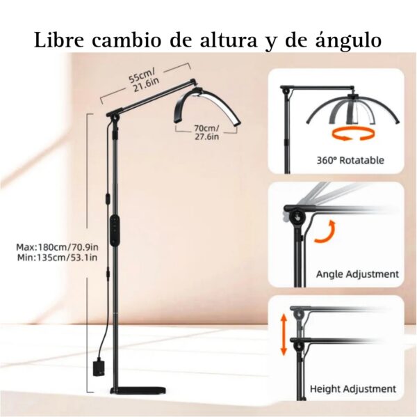 Lampara Led Media Luna, de 70 cm,  con control remóto y soporte para Celular, ideal para salones de Belleza - Imagen 2