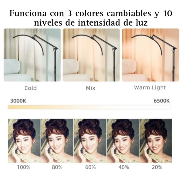 Lampara Led Media Luna, de 70 cm,  con control remóto y soporte para Celular, ideal para salones de Belleza - Imagen 3