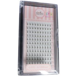 Pestañas Natuhana, Pre-made, Pre hechas, 5D, 6D, 8D  Y 10D, de Seda,  Curvatura D, Grosor 0,07 mm. Cartuchos de Longitudes individuales (9, 10, 11, 12, 13, 14 y 15 mm) y mixtas (8-14 mm)