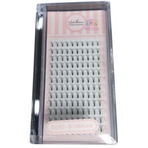 Pestañas Natuhana, Pre-made, Pre hechas, 5D, 6D, 8D  Y 10D, de Seda,  Curvatura D, Grosor 0,07 mm. Cartuchos de Longitudes individuales (9, 10, 11, 12, 13, 14 y 15 mm) y mixtas (8-14 mm)