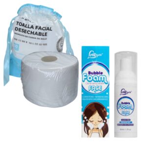 Rollo de paños faciales + Espuma para limpieza de 50 ml