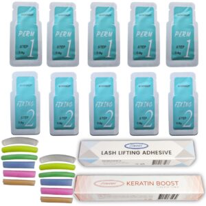 Kits para lifting de pestañas Iconsign Verde, versión sachets, incluye 1 keratin boots, 1 pega lomansa y 6 pares de bigudies