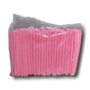 Set de 50 cofias o gorros para el cabello desechables, Tela fina, Color Rosado