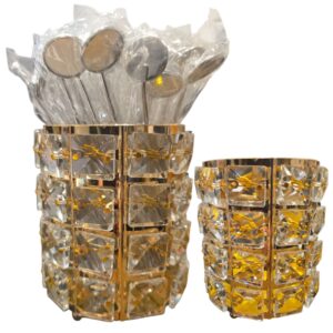 Organizador de Pinceles y accesorios con cristales, dorado