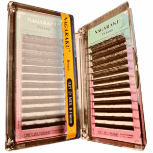 Extensiones de pestañas, Fibras tecnológicas YY, Marron Cafe, 0,07D Mix (8-15mm de largo), Nagaraku